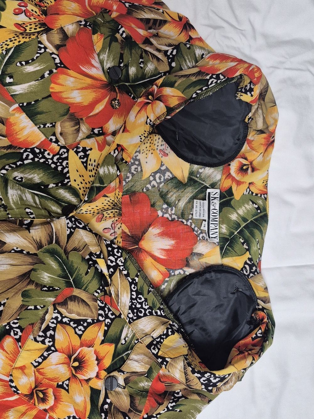 SK & Company Tropical Floral Button-Up Shirt Rayon Size 14 - Picture 5 of 10